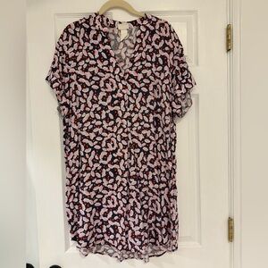 Anna Glover x H&M Gingko Floral Pink and Blue Shirt Dress Size 6